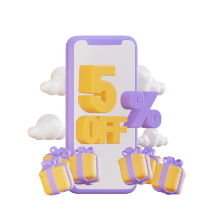 Illustration 3 D Dun Smartphone Avec Ecriture De Cadeaux Et De Reductions 3D Illustration