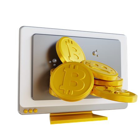Bitcoin en ligne  3D Illustration