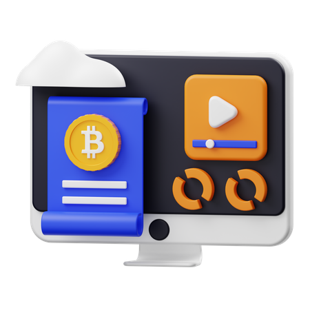 Facture bitcoin en ligne  3D Illustration