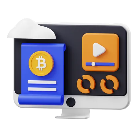 Facture bitcoin en ligne  3D Illustration