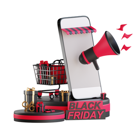 Publicité du Black Friday en ligne  3D Illustration