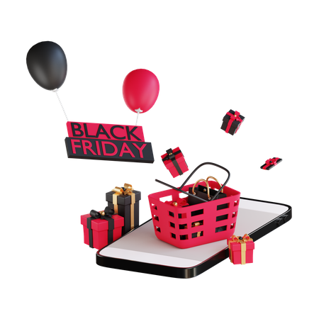 Remise sur les achats en ligne du Black Friday  3D Illustration