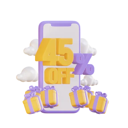 Descuento en línea del 45 por ciento  3D Illustration