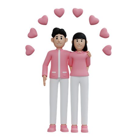 Encantadora pareja disfrutando juntos del día de San Valentín  3D Illustration