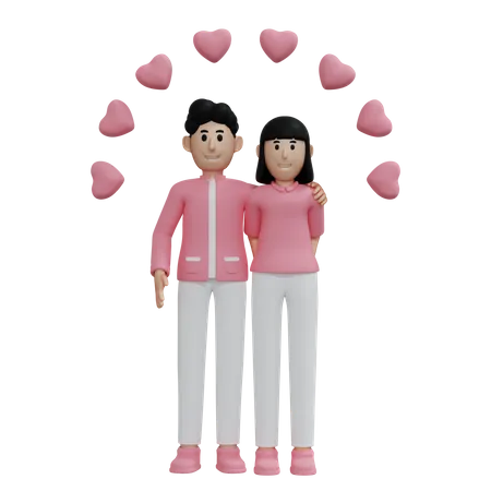 Encantadora pareja disfrutando juntos del día de San Valentín  3D Illustration