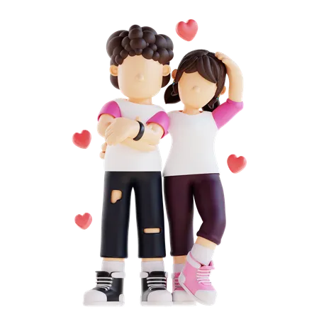 Encantadora pareja están juntos  3D Illustration