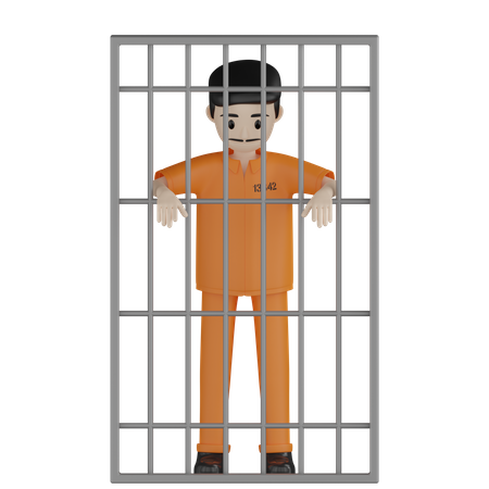 Prisionero encarcelado  3D Illustration