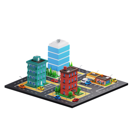 Encrucijada del paisaje urbano  3D Icon