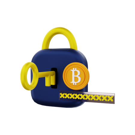 Encrypted Bitcoin  3D Illustration