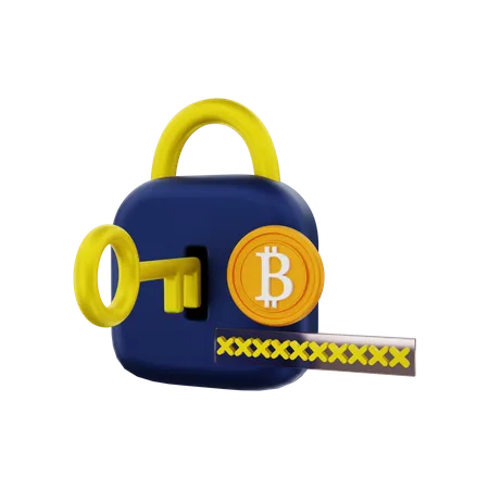 Encrypted Bitcoin  3D Illustration