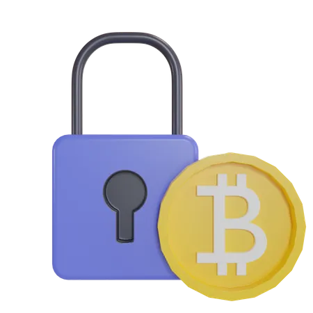 Encrypted Bitcoin  3D Illustration
