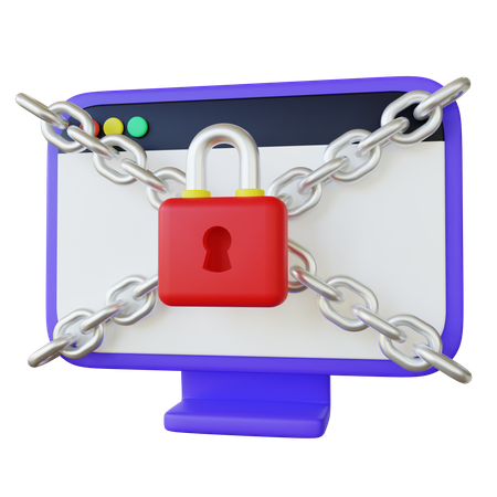 Encrypted Desktop PC  3D Illustration