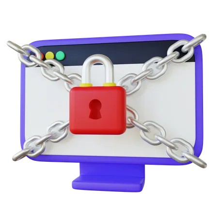 Encrypted Desktop PC  3D Illustration