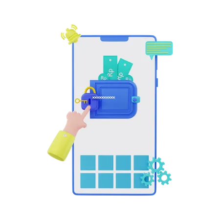 Encrypted Rupiah  3D Illustration