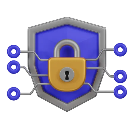 A 3 D Icon Of A Shield With A Padlock And Network Connections Illustrating Robust Network Security And Encrypted Data Transmission 3D Icon