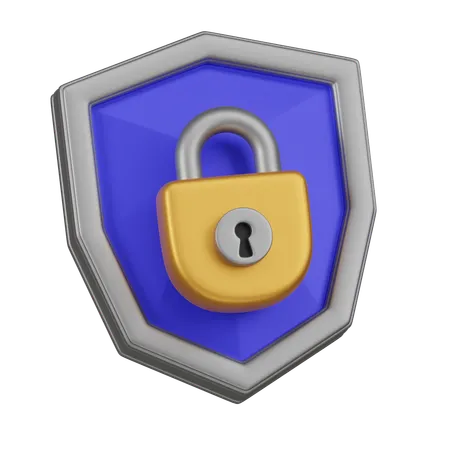 A 3 D Graphic Of A Secure Silver Shield With A Blue Face And A Prominent Gold Padlock Symbolizing Cybersecurity And Data Protection 3D Icon
