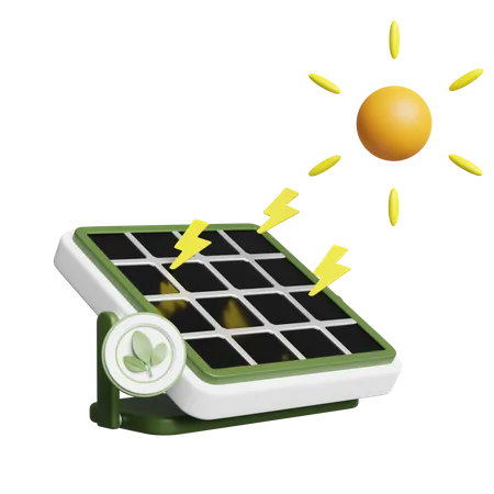 Energía del panel solar  3D Illustration