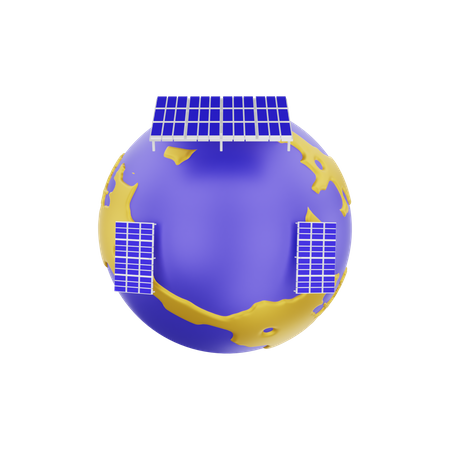 Energía global de paneles solares  3D Illustration