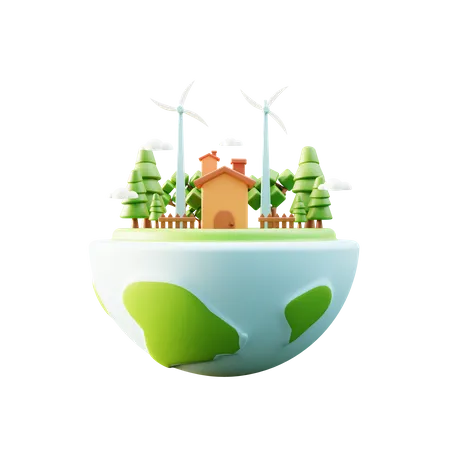 Energía eólica  3D Illustration