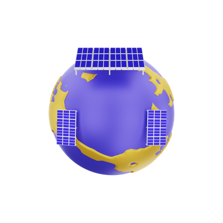 Énergie mondiale des panneaux solaires  3D Illustration