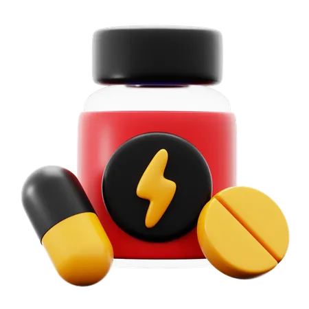 Power Strength Doping Medicine Pill For Bodybuilding Workout Vitamin Fitness Gym 3 D Icon Illustration Render Design 3D Icon