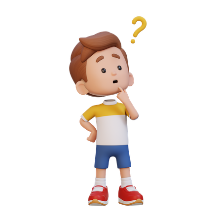 Enfant garçon confus et en train de réfléchir  3D Icon