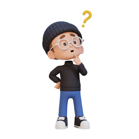 Enfant garçon confus et en train de réfléchir  3D Icon