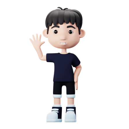 Enfant garçon dit bonjour  3D Icon