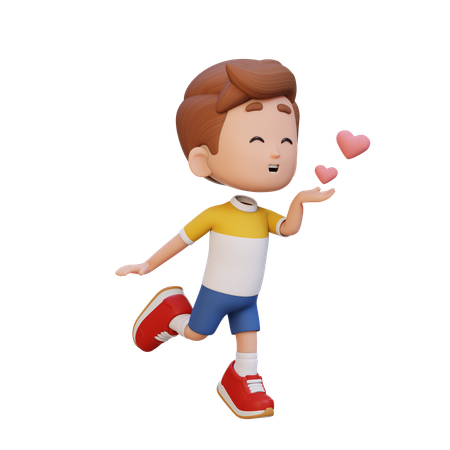Enfant garçon donnant de l'amour  3D Icon