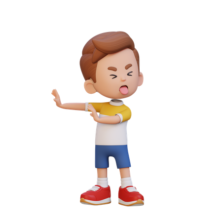 Enfant garçon donnant une pose de rejet  3D Icon