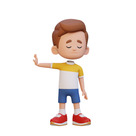Enfant garçon donnant une pose de rejet  3D Icon
