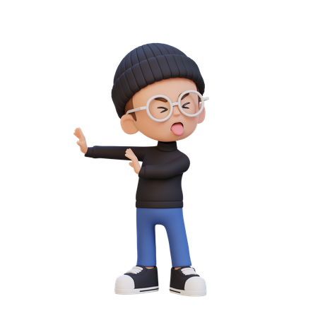 Enfant garçon donnant une pose de rejet  3D Icon