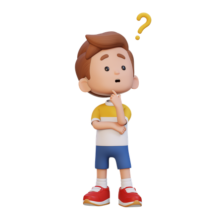 Enfant garçon en posture de réflexion  3D Icon