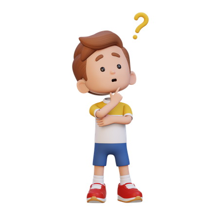 Enfant garçon en posture de réflexion  3D Icon