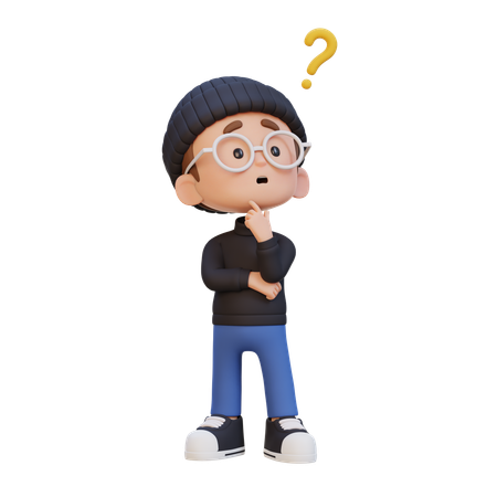 Enfant garçon en posture de réflexion  3D Icon