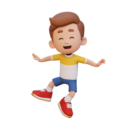 Enfant garçon prenant la pose du saut  3D Icon