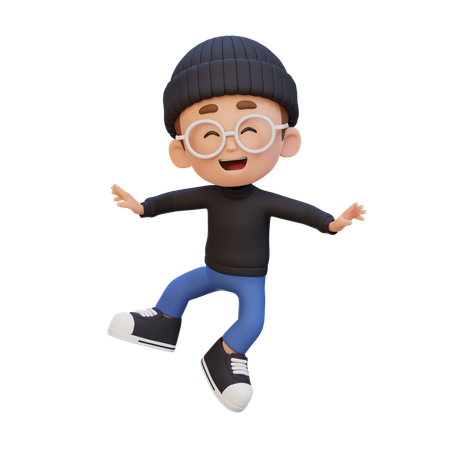 Enfant garçon prenant la pose du saut  3D Icon