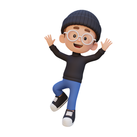 Enfant garçon prenant la pose du saut  3D Icon