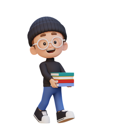 Enfant heureux tenant un livre  3D Icon