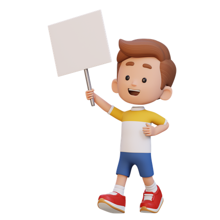 Enfant heureux tenant une pancarte vierge  3D Icon