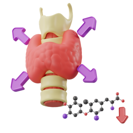 Enfermedad de hipotiroidismo disminución de la hormona  3D Icon
