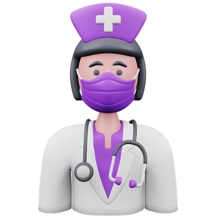 Enfermeira com máscara  3D Icon