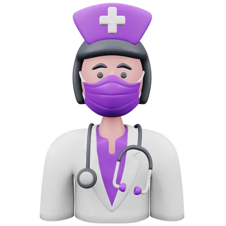 Enfermeira com máscara  3D Icon