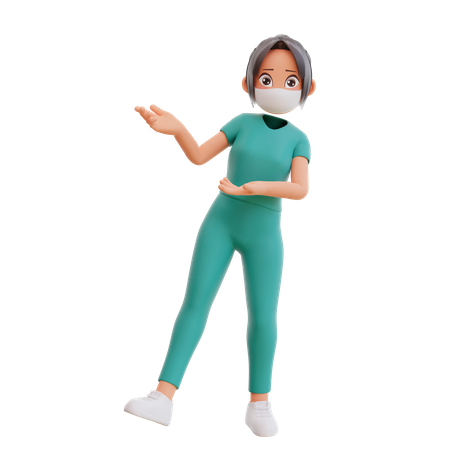 Enfermeira com máscara  3D Illustration