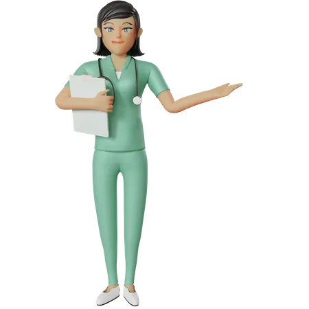 Enfermeira dando conselhos para relatório médico  3D Illustration