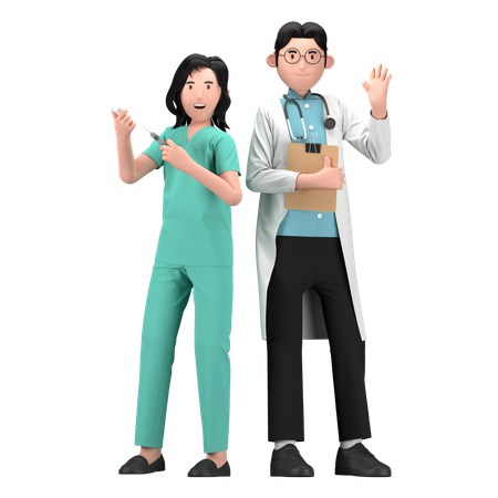 Enfermeira e médico  3D Icon
