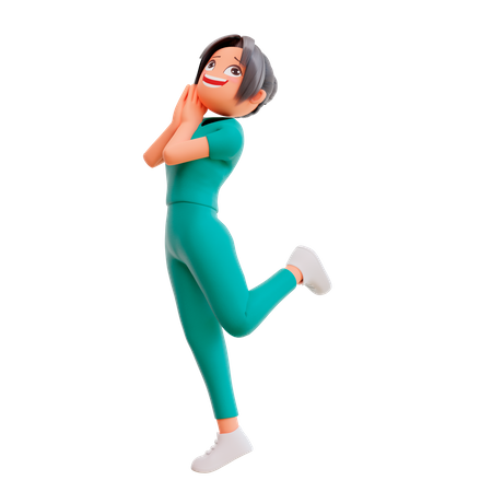 Enfermeira fofa dando pose sorridente  3D Illustration