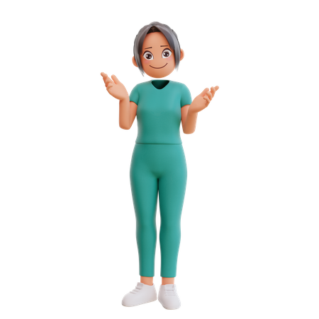 Enfermeira fofa dando pose sorridente  3D Illustration