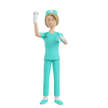 Enfermeira ligando para alguém  3D Illustration