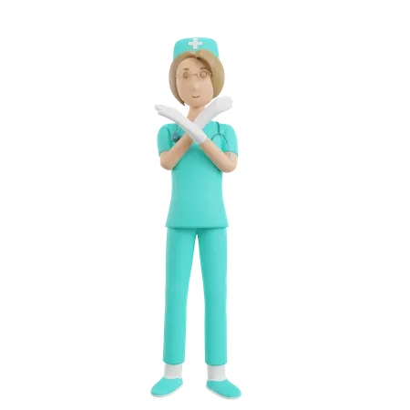 Enfermeira mostrando os braços cruzados  3D Illustration